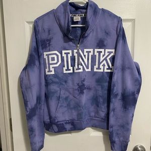 PINK tie dye quarter zip sweatshirt size L